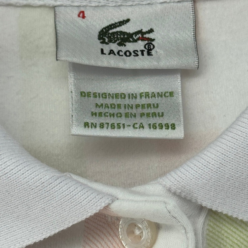 Rare Lacoste Gingham Polo Shirt Women's XS Orange Chartreuse Preppy EUC - Picture 4 of 7